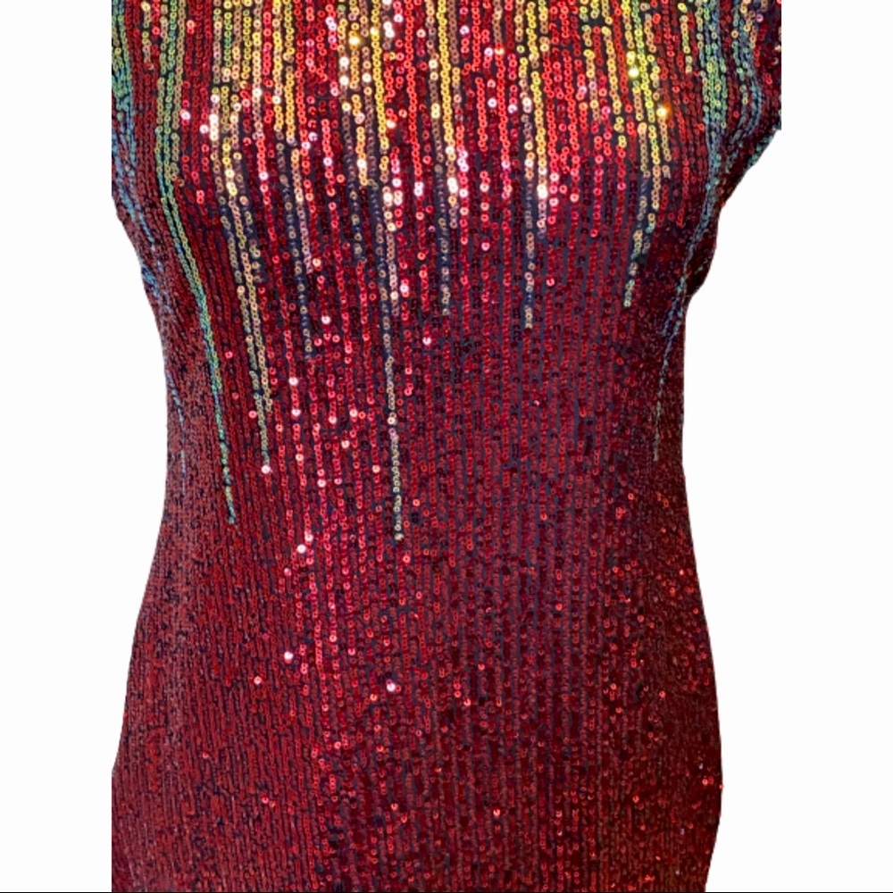 Red sequins cocktail evening dress - Picture 3 of 7